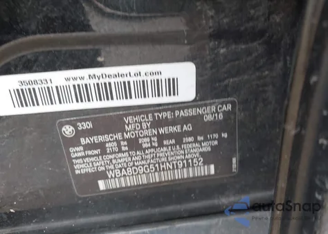 2017 BMW 330I xDrive из США, поврежденный, VIN WBA8D9G51HNT91152